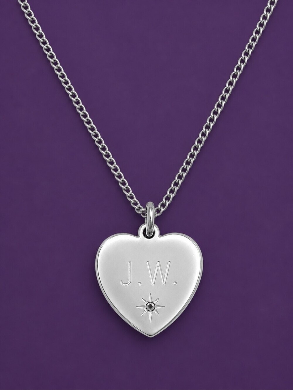3/$30 Vtg 1970s Personalized Engraved Initials JW Heart Pendant Chain Necklace